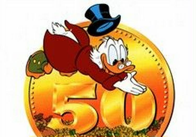 FANTASILIONBAD. Der er tre konstitutive mytebærere i Andeby: Pengene, Heldet og Arbejdet. Og som alle ved, er det Onkel Joakim, der har pengene.   Foto: AP/Disney 