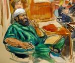 Zacharias Moussaoui blev siddende i sin stol, da dommen blev læst op. - Tegning: AP 