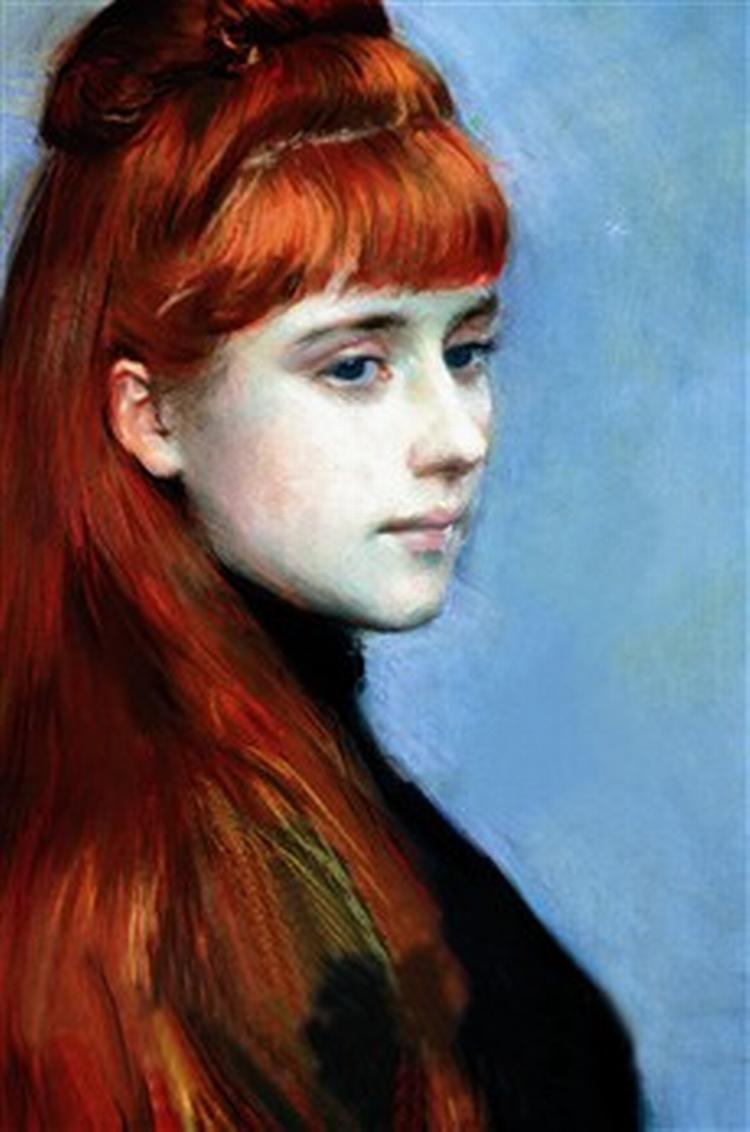 DIFFUS. Farven blå betyder så meget i Tracy Chevaliers debutroman, at betydningen bliver diffus. Omslaget viser en detalje af maleriet 'Portræt af Mademoiselle Alice Guerin' af Paul Cesar Helleu (1859 - 1927). - Foto: The Bridgman Art Library. 