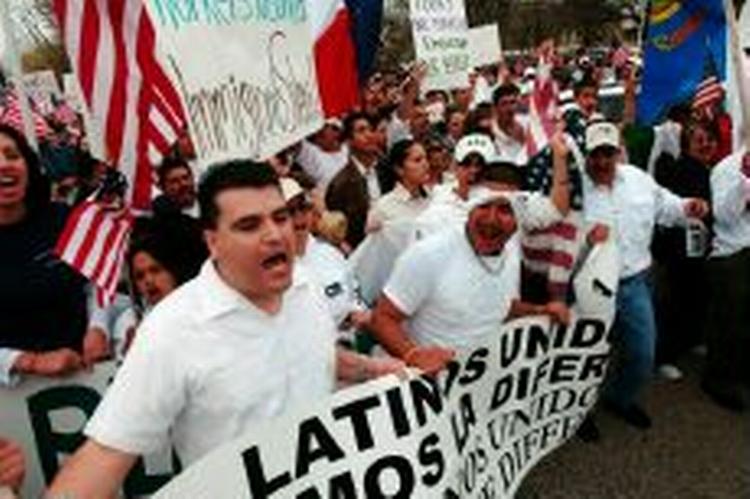 Op mod en hjalv million er på gasden i protest mod stramninger af den amerikanske immigrationslov - Foto: AP 
