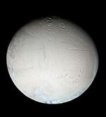 Det er på Saturns måne Enceladus, at der er størst chance for at finde liv, mener en forsker. Billedet er taget af det indernationale rumfartøj Cassini. - Arkivfoto: AP 