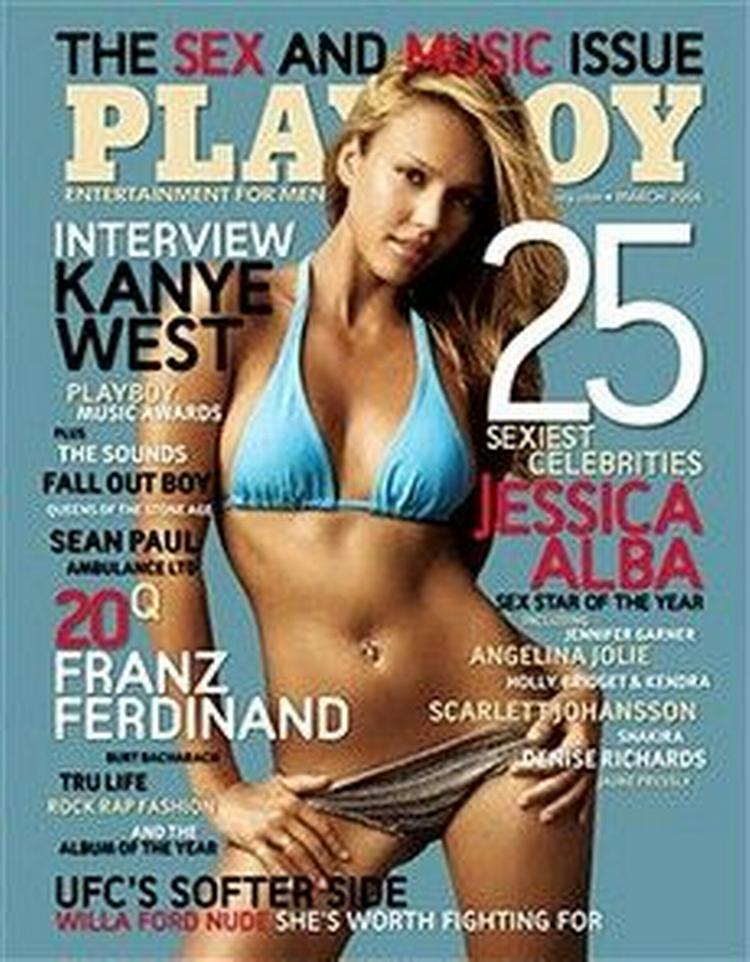 Beslutningen om at sætte et arkivfoto af Sexstar of The Year på Playboys martsforside påkaldte sig Jessica Albas vrede. Nu siger Hefner undskyld.   Ill.: Playboy 