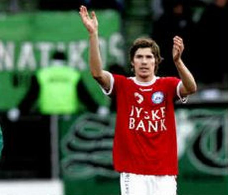 Hördur Sveinsson scorede efter 17 minutter. - Arkivfoto: Claus Bonnerup 