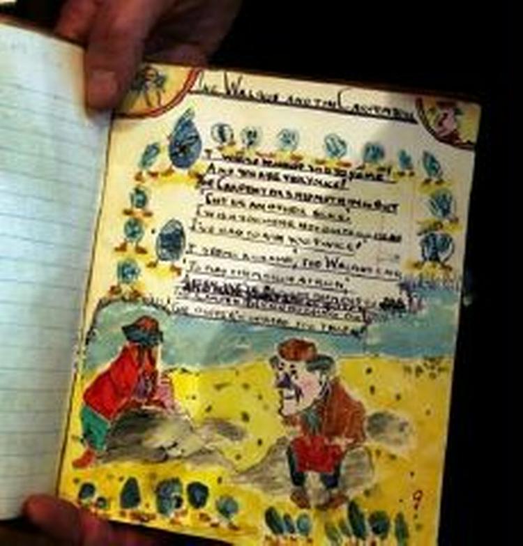 Lennons illustration til et vers fra den britiske digter Lewis Carroll s værk 'The Walrus and the Carpenter'. - Foto: AP 