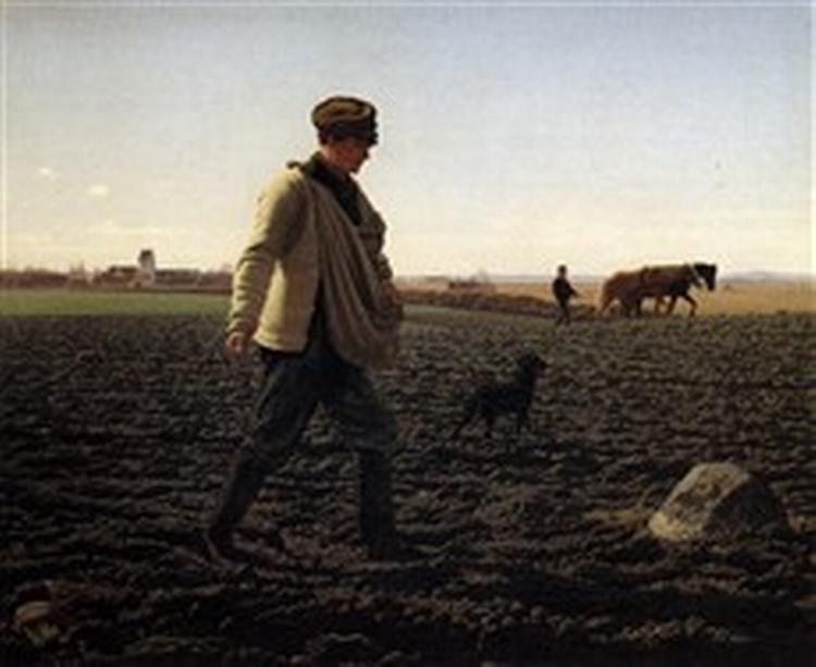 OPREJSNING. Frederik Vermehrens  En sædemand  er malet i 1859   altså 11 år efter enevældens afskaffelse.   Illustration: Fra Gyldendal og Politikens Danmarkshistorie, Bind 10. 