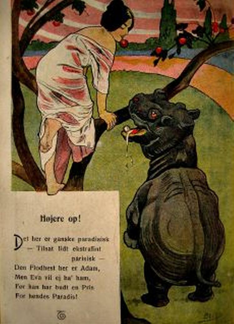 EDENS HAVE. Da morfar var ung, var Det Lille Vitsblad, her med en illustration fra 1904, tidens mest vovede blad.   Foto: Pattypix 