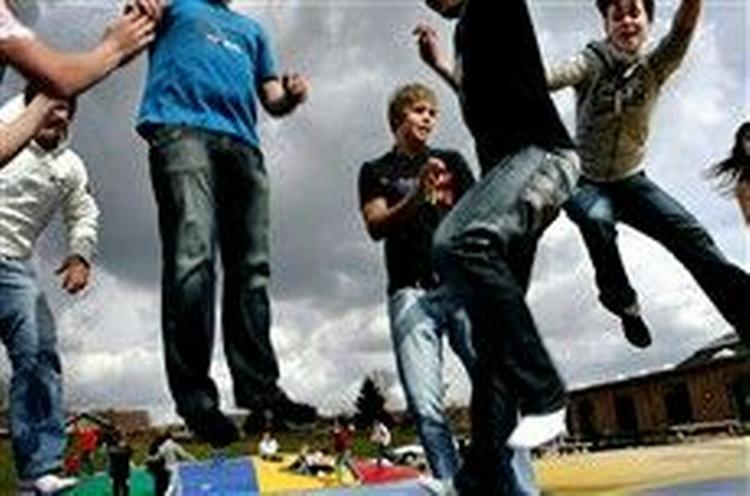 Der er gang i eleverne i 9. klasse på Videbækskolen i Ringkjøbing Amt   men de holder sig tilbage, når det gælder om at søge videre til gymnasiet.   Foto: Rasmus Baaner 