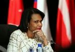 Condoleezza Rica havde den alvorlige mine på under NATO's udenrigsministermøde i Sofia. - Foto: AP 