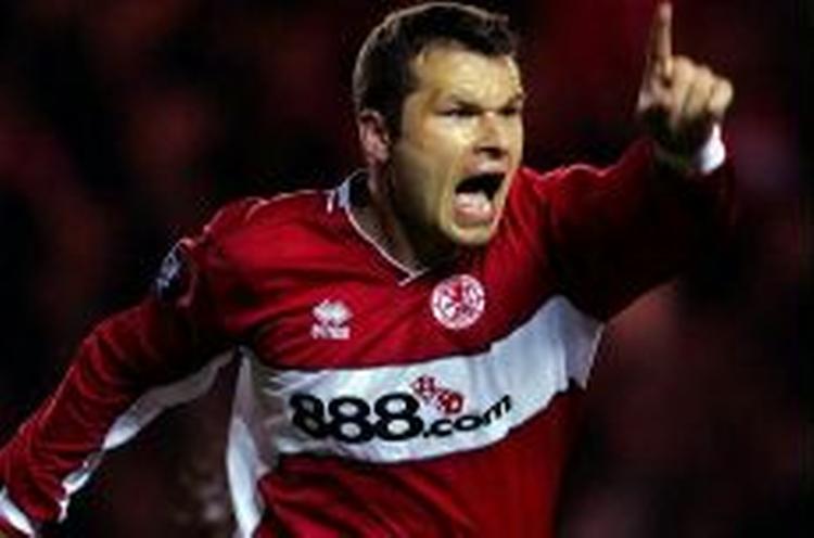 Middlesbroughs Mark Viduka fejrer sin scoring. - Foto: AP 