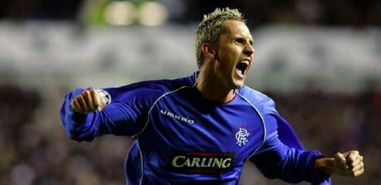 Løvenkrands jubler efter en af sine mange Rangers-scoringer. - Arkivfoto: AP 