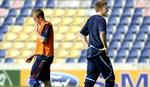 Morten Rasmussen og Nicklas Bendtner kæmpen om pladsen som førsteangriber på U21-landsholdet. - Foto: Thomas Wilmann. 
