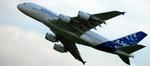 Verdens største passagerfly - en Airbus A380 - letter fra Hamborg. - Foto: AP 