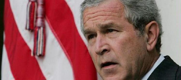 George Bush mødte pressen fra sit sommerresidens i Camp David. - Foto: AP 