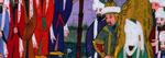 Anstændigt. Muhammed ses afbildet med slør for ansigtet i denne osmanniske miniature fra slutningen af 1500-tallet. Udsnit af omslagsillustration til antologien 'Gudebilleder'. - Omslag: Mikkel Henssel / trefold. 