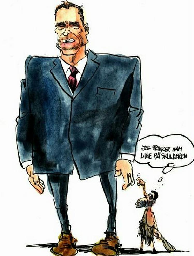 Foghs er i gang med en intenst charmeoffensiv - Tegning: Roald Als 