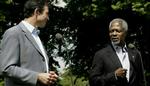 FN's generalsekretær Kofi Annan er på besøg i Danmark, hvor han mødes med statsminister Anders Fogh Rasmussen (V). - Foto: Peter Hove Olesen 