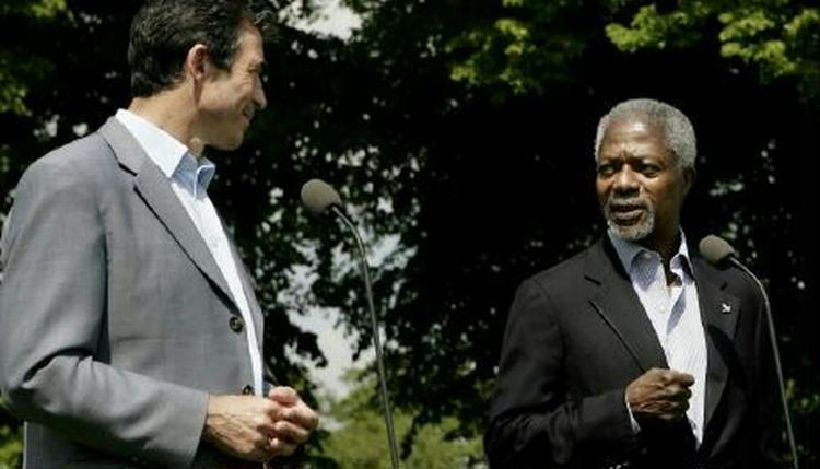 FN's generalsekretær Kofi Annan er på besøg i Danmark, hvor han mødes med statsminister Anders Fogh Rasmussen (V). - Foto: Peter Hove Olesen 