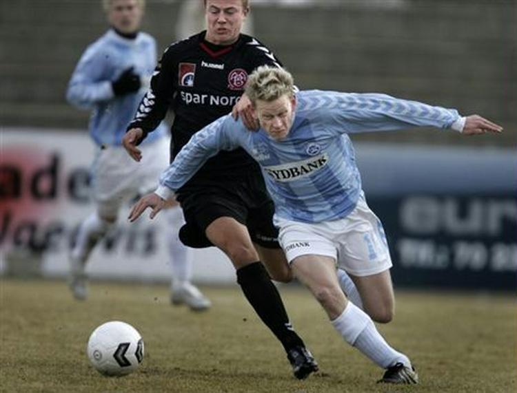 Jacob Sørensen (forrest) var i foråret udlejet til SønderjyskE. - Arkivfoto: Andreas Szlavik. 