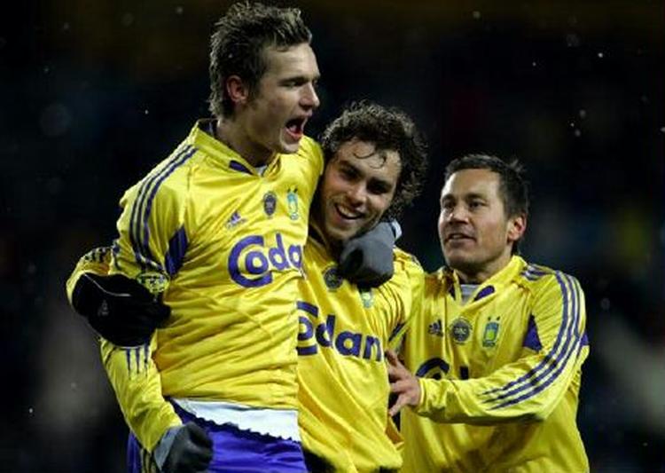Jonas Kamper og Johan Elmander er tabt for Brøndby, mens Marcuc Lantz (til højre) fortsat er på Vestegnen. - Arkivfoto: Jens Dresling. 