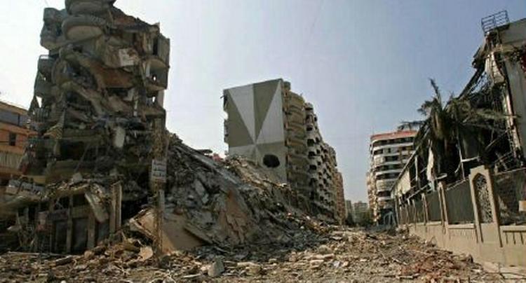 Ødelagt bygninger i Beiruts forstæder. - Foto: AP 