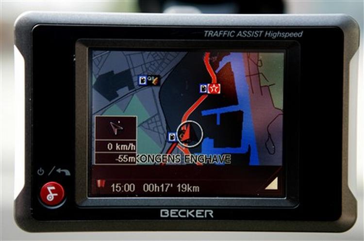 GPS-apparat fra Becker med kort over det meste af Europa. Foto: Jens Dresling 