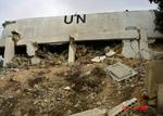 Foto af den bygning, hvor FN-observatører fra Kina, Østrig, Canada og Finland for tre dage siden mistede livet under en israelsk bombardement. - Foto: AP 