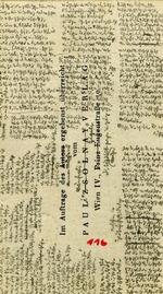 Småt. Et af Robert Walsers tæt beskrevne papirer fra december 1928. Teksterne er skrevet på et kort fra Paul-Zolnay-Verlag i Wien. Det rummer fem digte og et stykke af fortællingen ’Reise in eine Kleinstadt’. – Foto: Robert Walser-Stiftung 
