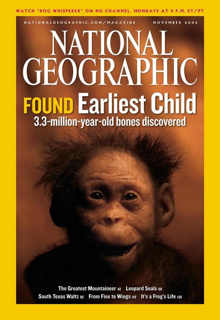 Det videnskabelige tidsskrift National Geographic Magazine bringer i sin udgave til november en rekonstruktion af ansigtet på det tre-årige Australopithecus afarensis. 