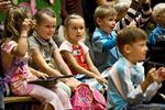 Elever på Jellebakkeskole på første skoledag i sidste måned. 