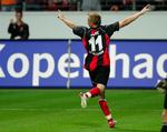 Det blev en festaften for Michael Thurk, der scorede tre gange for Frankfurt mod Brøndby. 