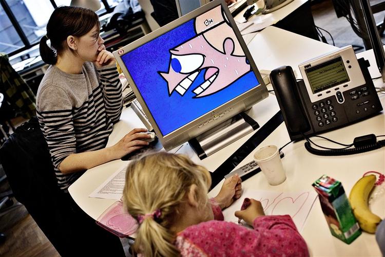 Flere børn måtte med far eller mor på arbejde under aktionsdagen. 