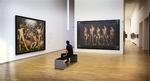 Ny ophængning på Statens Museum for Kunst. Man blander stilarterne. Tv. hollandske Cornelis Cornelisz van Haarlems "Titanernes Fald" fra 1588-1590. Th. Michael Kviums "Kor" fra 1991. 