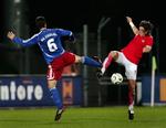 Martion Stocklasa (tv.) og Liechtenstein tabte kun 2-1 til Østrig og Rene Aufhauser i fredags. 