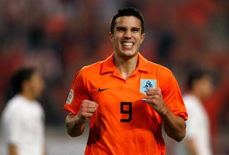 Robin an Persie scorede for Holland mod Albanien. 
