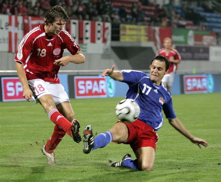 Dennis Sørensen havde en enkelt stor chance, da han debuterede mod Liechtenstein. 