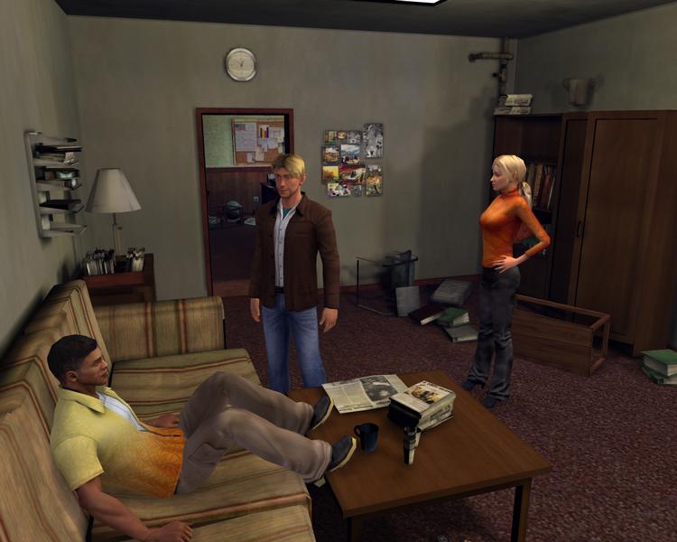 Fjerde afsnit af 'Broken Sword'-serien med undertitlen 'The Angel of Death' forstår at balancere mellem pastiche og originalitet. Her hovedpersonen George (i midten) med dette udgaves femme fatale Anna Maria til højre. 