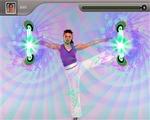 . Flere af øvelserne tager den med ro og henter inspiration fra yoga og tai chi, som her, hvor formålet er at bryde energistrålerne mellem boldene i en langsom lige bevægelse. 