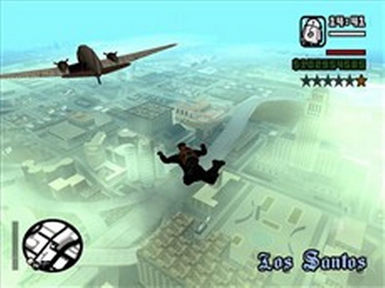 Udsigten over ens forbrydersyndikat i  Grand Theft Auto: San Andreas  til pc er bjergtagende   første gang nyder man turen så meget, at man helt glemmer at udløse faldskærmen. 