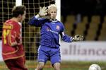 AaB's målmand, Jimmy Nielsen, måtte slippe et mål ind i kampen i Farum mod FC Nordsjælland. 