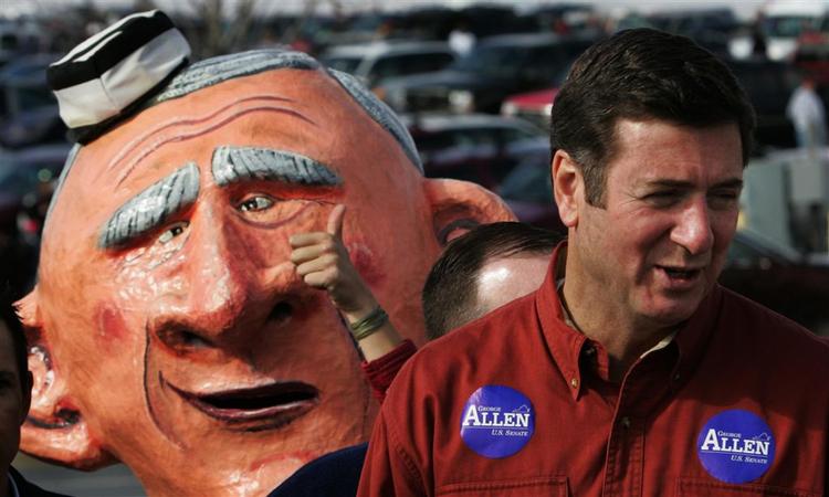 Virginias senator George Allen i traditionel trykke-hånd-valgkamp. 