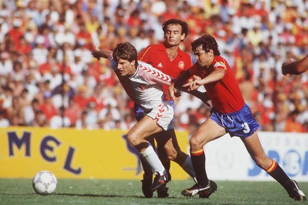 Michael Laudrup i aktion under VM i Mexico. 