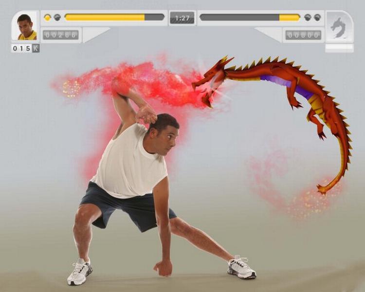 Slå på dragen og undgå derefter dens flammeånde. Det ser let ud, men giver hurtigt sved på panden i det suveræne 'EyeToy: Kinetic Combat' 