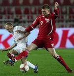 Bendtner var en af de bedre på det danske landshold i aftes i Prag. 