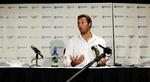 Ian Thorpe under nattens pressemøde i Sydney. 