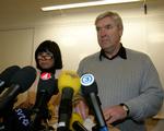 Anklager Agneta Blidberg og leder af Politiets Palme-gruppe Stig Edquist under pressekonference i går. 