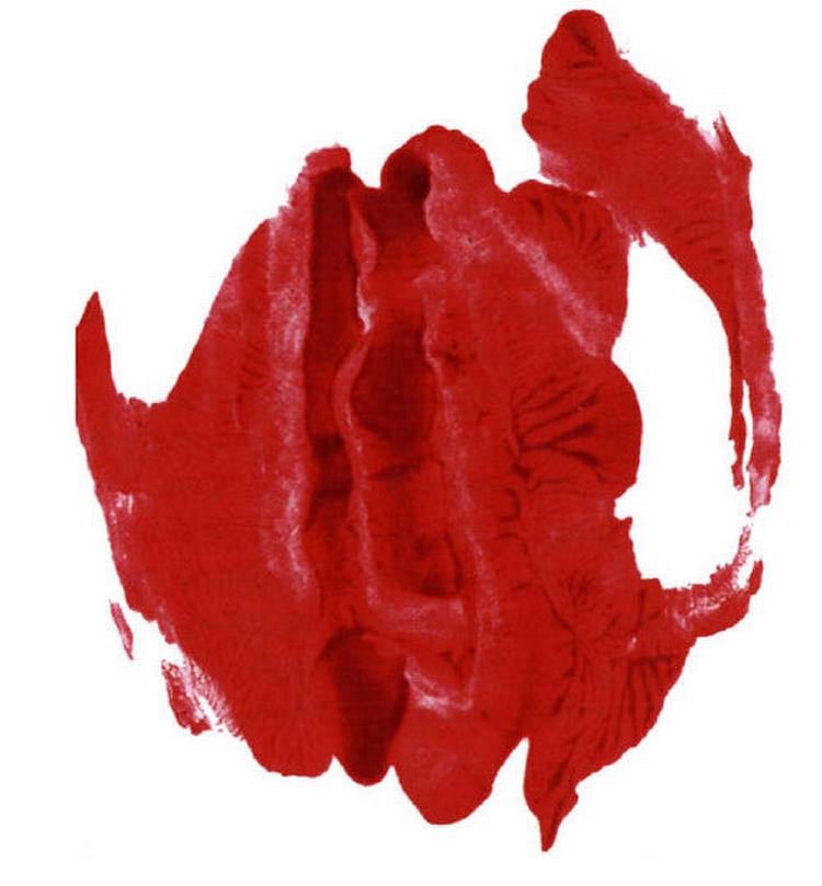 Kussetryk. Her dog af en kunstig latexvagina. Illustration fra bogen: Gritt Uldall-Jessen 
