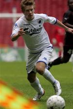 Mads Laudrup under sin første kamp for FC Københavns førstehold. 