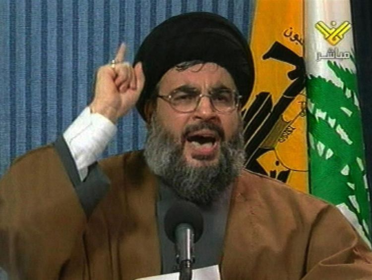 Hizbollah-lederen Nasrallah under sin dundertale til demonstranterne i Beirut. 