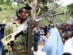 En etiopisk soldat ses her i Kismayu, Somalia. 