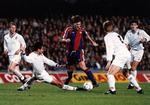 Michael Laudrup i Barcelonas rød-blå farver under Barcelona- CSKA Moskva 1992 (2-3). 